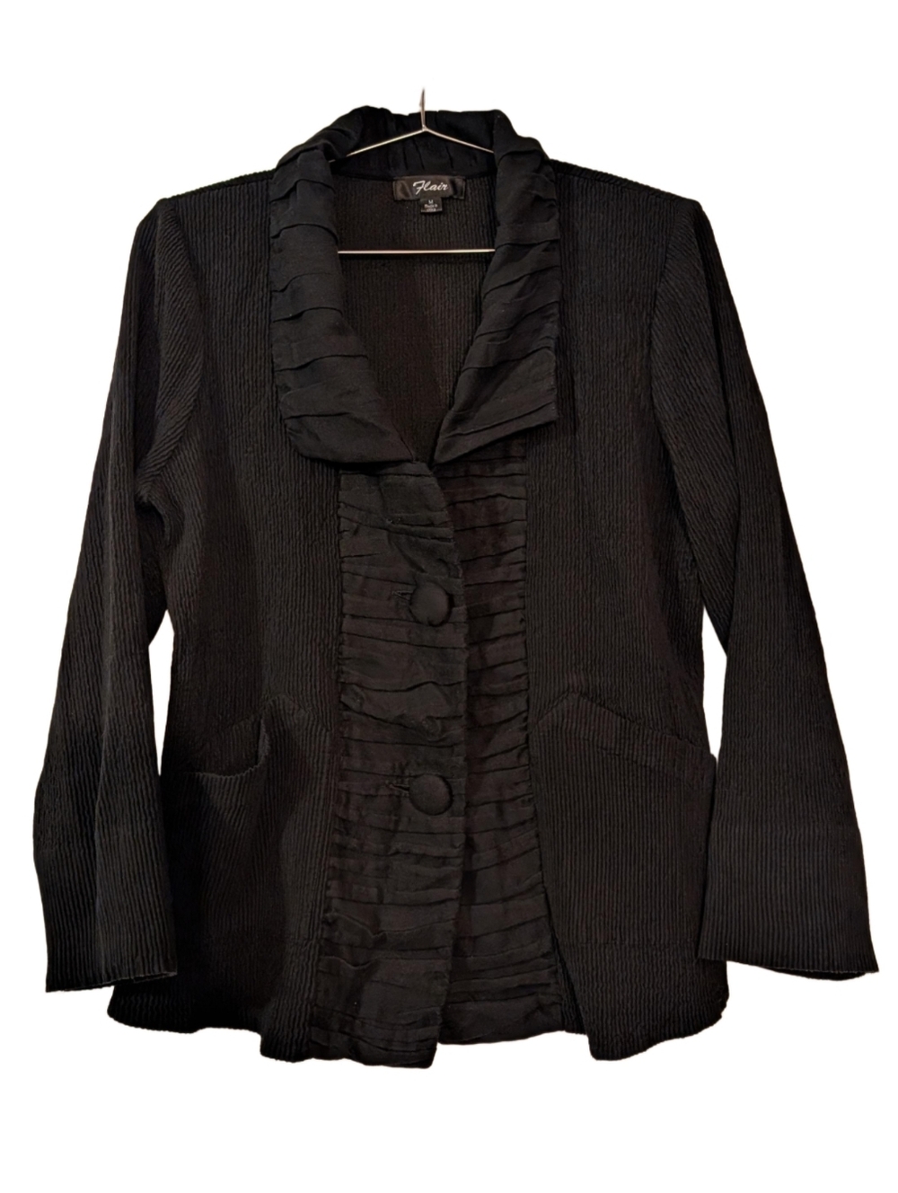 Vintage Black Ruched Trim Blazer